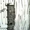 The Cupboard Behind The Curtain - Black Ink Pen On Paper Drawings - By Peter Swaffer-Reynolds, Abstract Drawing Artist