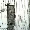 The Cupboard Behind The Curtain - Black Ink Pen On Paper Drawings - By Peter Swaffer-Reynolds, Abstract Drawing Artist