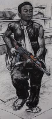 Drawing - Untitled - Charcoal  Pastel