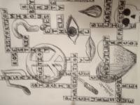 Word Puzzle - Sharpie Drawings - By Aurelia Schrantz, Abstract Drawing Artist