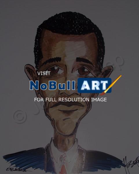Caricatures - Obama - Marker On Poster Board