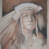 Indian Chief - Pastel Pencils On Textured Pap Drawings - By John Heslep, Rustic Realism Drawing Artist