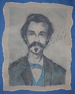 Southwestern Figures - Doc Holliday - Pastel Pencils On Textured Pap