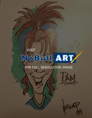Caricatures - Pam Caricature - Marker On Poster Board