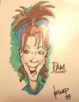 Pam Caricature - Marker On Poster Board Drawings - By John Heslep, Caricature Drawing Artist