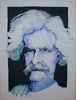 Mark Twain - Watercolor Paintings - By John Heslep, Impressionismrealism Painting Artist