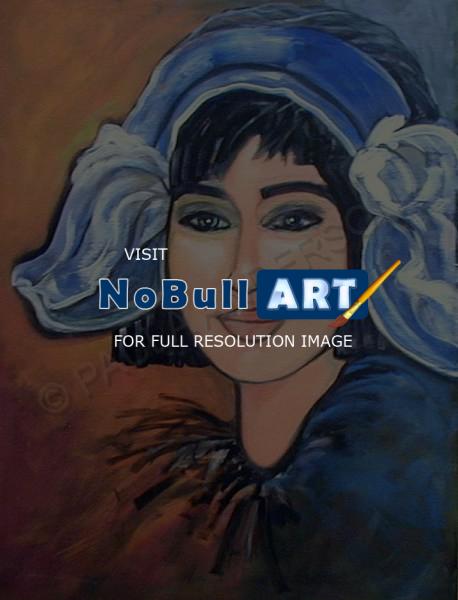 Faces - Dutch  Woman  Blue Hatsold - Acrylic