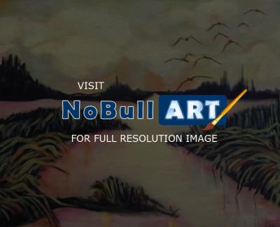 Landscape Expressionism - Nine  Birds - Acrylic