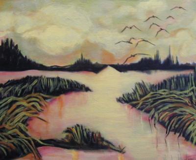 Landscape Expressionism - Nine  Birds - Acrylic