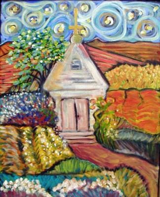 Landscape Expressionism - Another   Little   Church - Acrylic