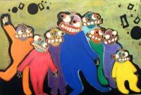 The Gangs All Here - Acrylic Paintings - By Paula Anderson, Expression Painting Artist