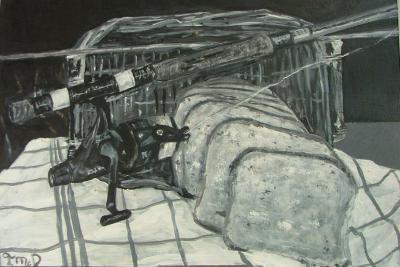 Black And White - Loaves And Fishes - Acrylic On Board