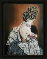 Vintage Girl Portrait In Lace - Oil On Canvas Paintings - By Florian Wagner, Realism Painting Artist