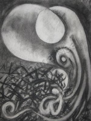 Charcoal Drawings - Never Alone - Charcoal