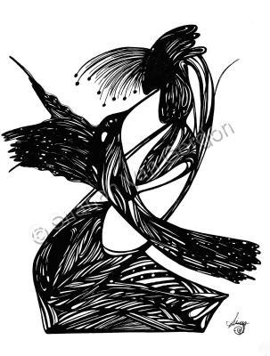 Organic Expressions - Roms Hummingbird Fantasy - India Ink