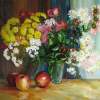 Still Life With Hips - Glass Oil Paintings - By Natalia Dobrovolska, Painting On The Glass Painting Artist
