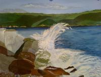 Crashing Wave - Acrylic Paintings - By Elaine Childers, Impressionism Painting Artist