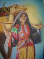 Camel And Woman - Oil Painting Paintings - By Yaldash Parsa, Traditional Painting Artist