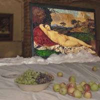 Sleeping Venus - Giorione - Glass Mosaic - Glass Wood Glasswork - By Aleksandra Gurne, Mosaic Glasswork Artist