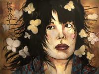 Butterflygirl - Acrylic On Canvas Paintings - By Mike Albury, Impressionism Painting Artist