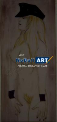 Mikes Art - Nude Wearing Biker Cap - Acrylic On Canvas