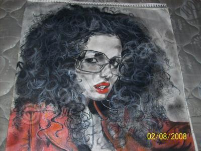 Portraits - Lady With Sunglasses - Pastel And Chalks