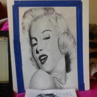 Marilyn Monroe - Pencil N Paper Drawings - By Aaron Hernandez, Charcoal Drawing Artist