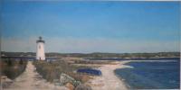 Lighthouse On Marthas Vineyard - Oil On Canvas Paintings - By Claudia Bogdan-Bota, Representational Painting Artist