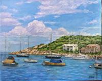 Harbor In Rockport - Oil On Canvas Paintings - By Claudia Bogdan-Bota, Representational Painting Artist