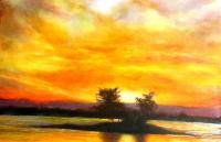 Recent Works - Okinawas Sunrise - Acrylic On Gallery Canvas