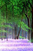 Bluebells Forest III - Acrylic On Gallery Canvas Paintings - By Marie-Line Vasseur, Realism Painting Artist