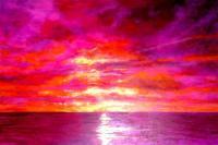 Fushia Sunset - Acrylic On Gallery Canvas Paintings - By Marie-Line Vasseur, Impressionism Painting Artist