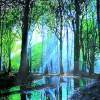 Bright Light In Dark Wood - Acrylic On Gallery Canvas Paintings - By Marie-Line Vasseur, Realism Painting Artist