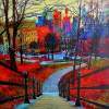 Mount Royal Exit At Peel - Acrylic On Gallery Canvas Paintings - By Marie-Line Vasseur, Modern Painting Artist