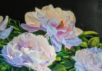 Exilia S Peonies - Acrylic On Gallery Canvas Paintings - By Marie-Line Vasseur, Impressionism Painting Artist