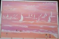 Rose Ocean Sails 2 - Mixed Medium Paintings - By Coco Original Artwork, Impressionist Painting Artist