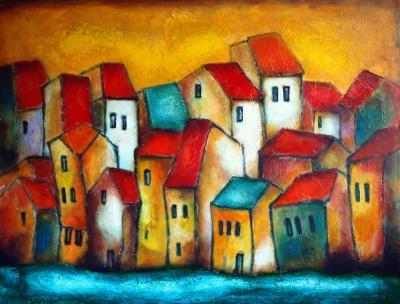 Houses - Big Family - Acrylic