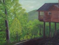 The Cabin - Oil On Canvas Paintings - By Sis Moore, Realistic Painting Artist
