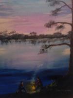 The Campfire - Acrylic Paintings - By Mary Fitzgerald, Acrylic Painting Artist