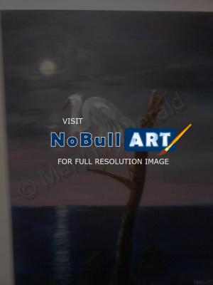 Animals Birds - Moonlight Over The Lake - Acrylic