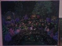 Fish Pond At Night - Acrylic Paintings - By Mary Fitzgerald, Acrylic Painting Artist