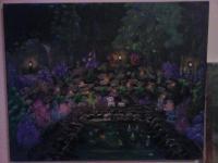 Landscapes - Fish Pond At Night - Acrylic