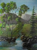 Trickling Water - Acrylic Paintings - By Mary Fitzgerald, Acrylic Painting Artist