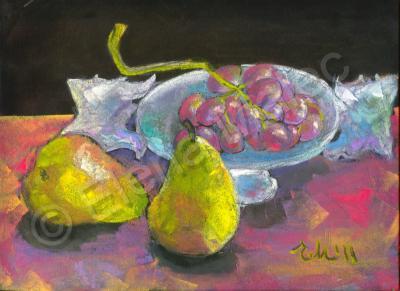 Still Life - Still Life With Pears And Grapes - Pastels