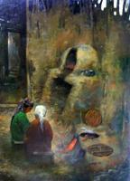 Other - Cooking And Talking - Oil On Canvas