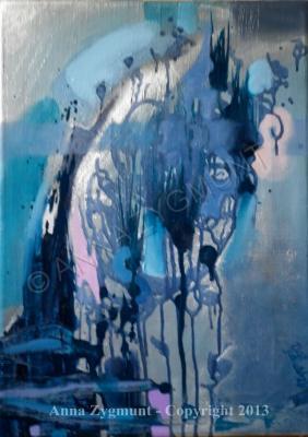 Anna Zygmunt Art - Navyblue Abstract 2012 Cm30X40 Oil On Canvas By Anna Zyg - Oil On Canvas