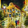 Art Gallery Landscape Painting Night Street Impressionism - Oil On Canvas Paintings - By Valery Rybakow, Impasto Impressionism Painting Artist