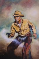 Glenn Ford The Sheepman - Oil On Canvas Board Paintings - By Edward Martin, Portrait Painting Artist