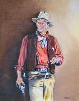 The Duke Rio Bravo - Oil On Canvas Board Paintings - By Edward Martin, Portrait Painting Artist