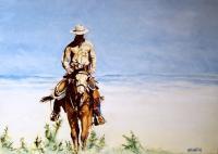 Horseman Pass By - Oil On Hardboard Paintings - By Edward Martin, Portrait Painting Artist